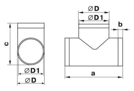 Trójnik okrągły Ø125 mm.