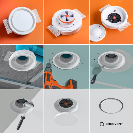 Bezramkowy Anemostat gipsowy nawiewno-wywiewny FI 100