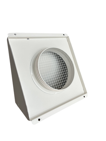 Czerpnia, wyrzutnia powietrza pionowa fi 160 biała z okapnikiem, kratka elewacyjna