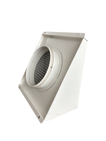 Czerpnia, wyrzutnia powietrza pionowa fi 250 biała z okapnikiem, kratka elewacyjna