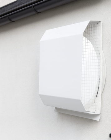 Czerpnia, wyrzutnia powietrza trapezowa fi 250 biała z okapnikiem