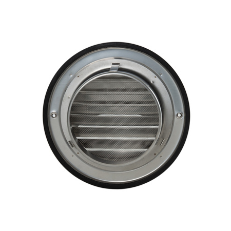 Czerpnia wyrzutnia ścienna okrągła Ø125 z okapnikiem stal nierdzewna.