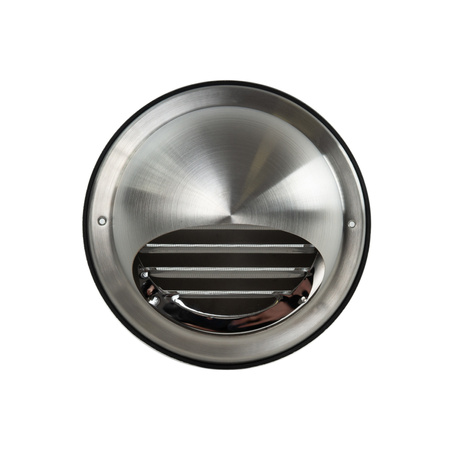 Czerpnia wyrzutnia ścienna okrągła Ø125 z okapnikiem stal nierdzewna.