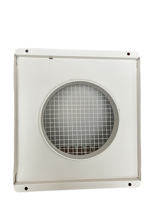 Czerpnia, wyrzutnia powietrza pionowa fi 160 biała z okapnikiem, kratka elewacyjna