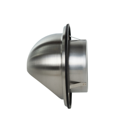 Czerpnia wyrzutnia ścienna okrągła Ø100 z okapnikiem stal nierdzewna.