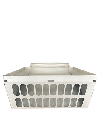 Czerpnia, wyrzutnia powietrza pionowa fi 200 biała z okapnikiem, kratka elewacyjna