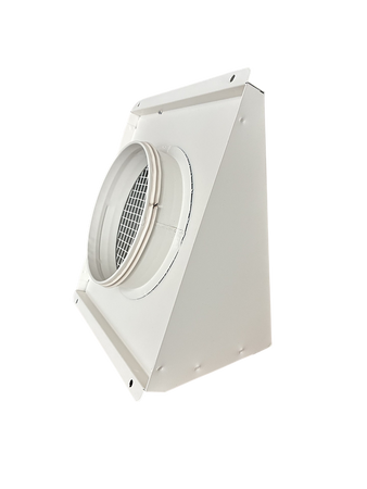 Czerpnia, wyrzutnia powietrza pionowa fi 160 biała z okapnikiem, kratka elewacyjna