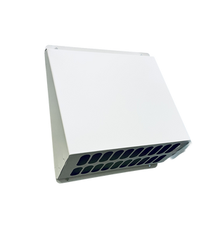 Czerpnia, wyrzutnia powietrza pionowa fi 200 biała z okapnikiem, kratka elewacyjna