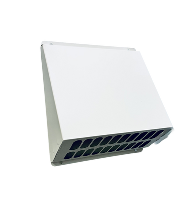 Czerpnia, wyrzutnia powietrza pionowa fi 200 biała z okapnikiem, kratka elewacyjna