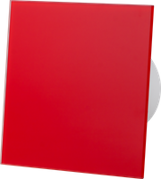 Wentylator łazienkowy ścienno-sufitowy dRim Ø125 wersja z opóźnionym włącznikiem czasowym + panel przedni szklany, kolor czerwony.